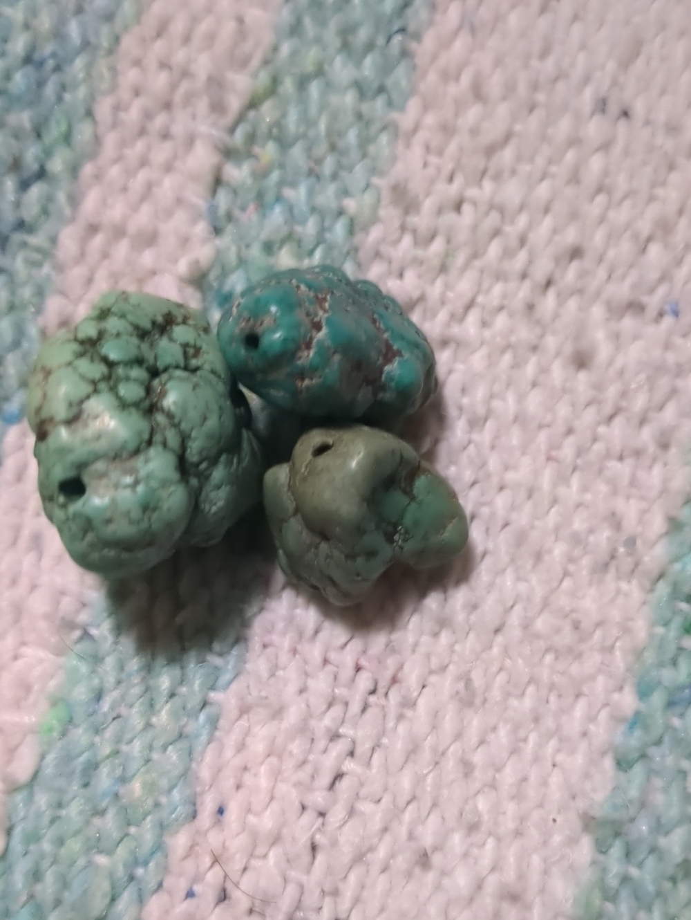 Vintage Genuine Turquoise Nugget Focal Beads Set of 3 – 37.7g Natural Statement